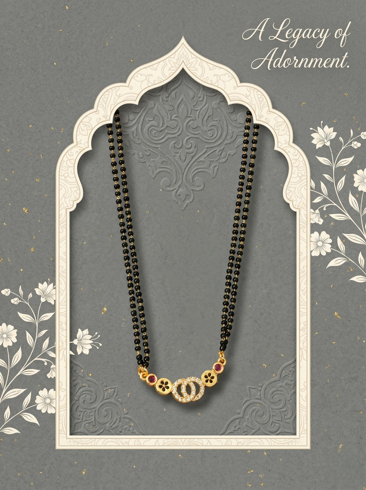 Gold-Toned Stone Studded Mangalsutra with Matching Earrings Combo Set