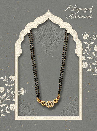 Gold-Toned Stone Studded Mangalsutra with Matching Earrings Combo Set