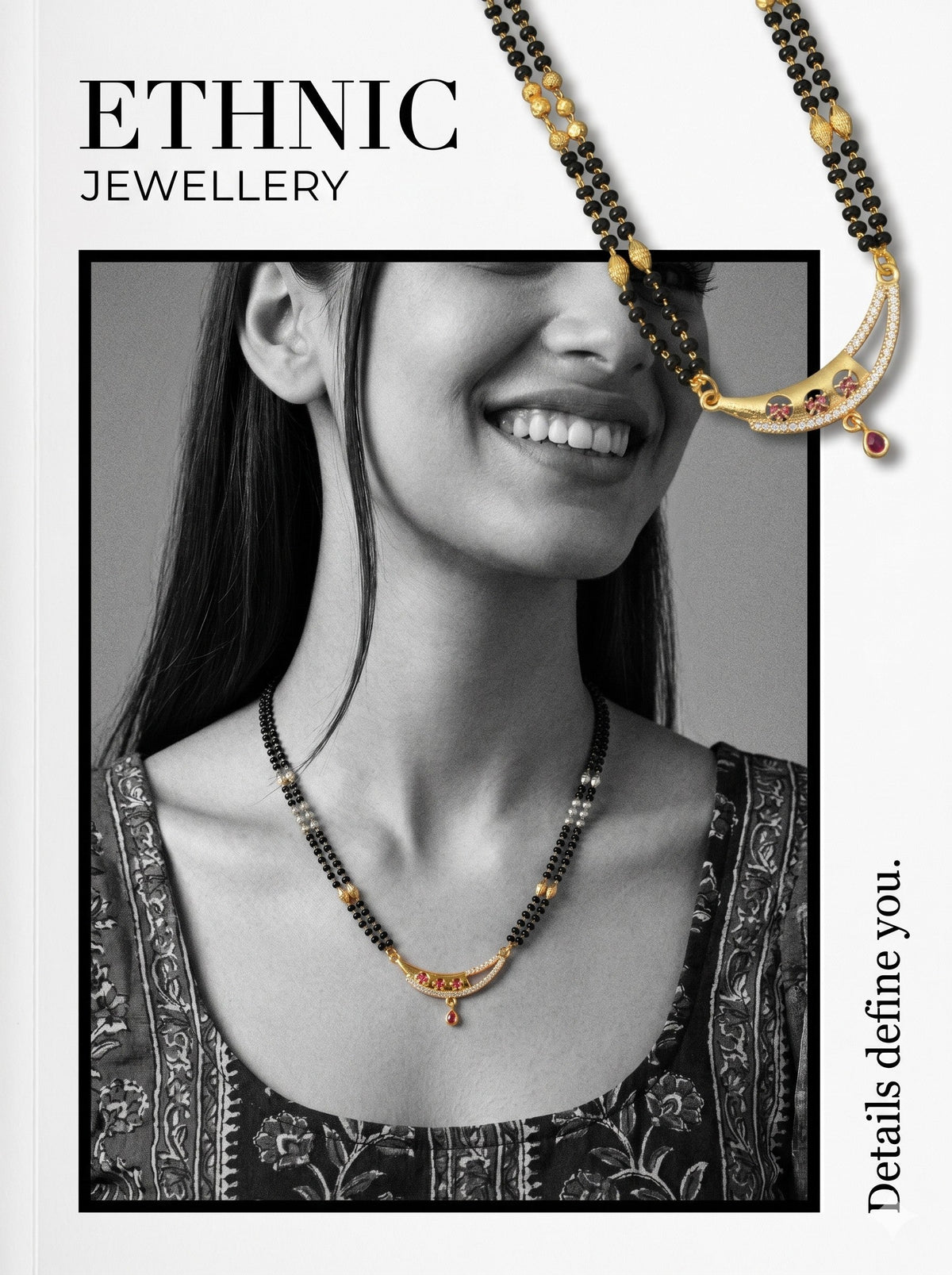 Gold-Toned Stone Studded Mangalsutra with Matching Earrings Combo Set