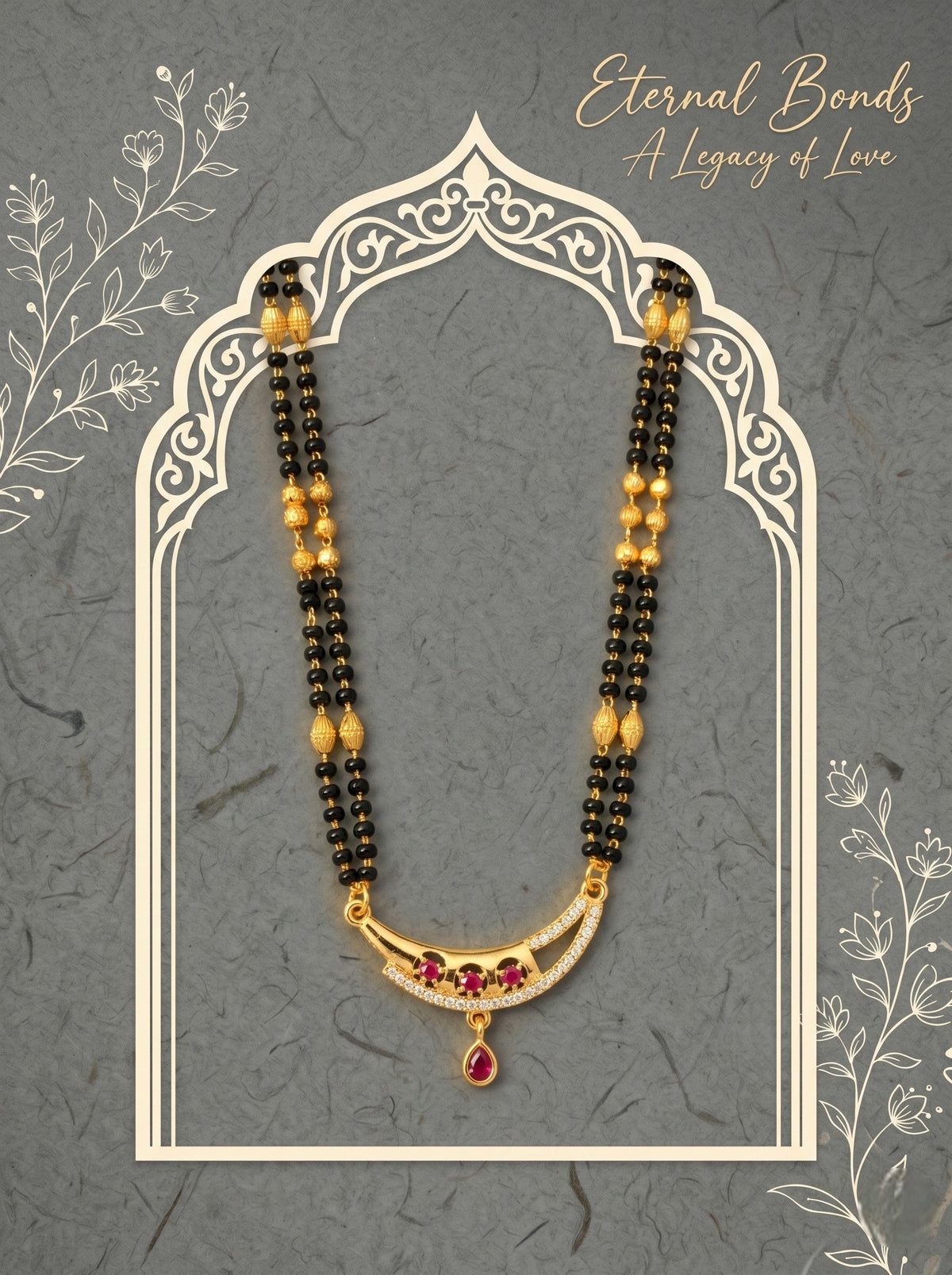 Gold-Toned Stone Studded Mangalsutra with Matching Earrings Combo Set
