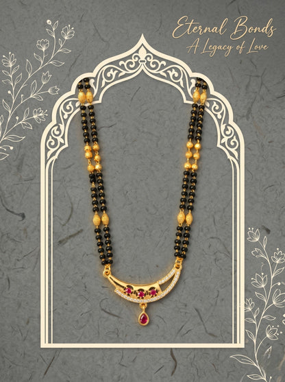 Gold-Toned Stone Studded Mangalsutra with Matching Earrings Combo Set