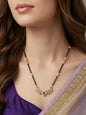 Traditional Gold-Toned Black Beaded Stylish Mangalsutra for Women Studded with Sparkling AD and Ruby Red Stones, Perfect for Daily and Office Ethnic Festive Jewellery Neckpiece-07