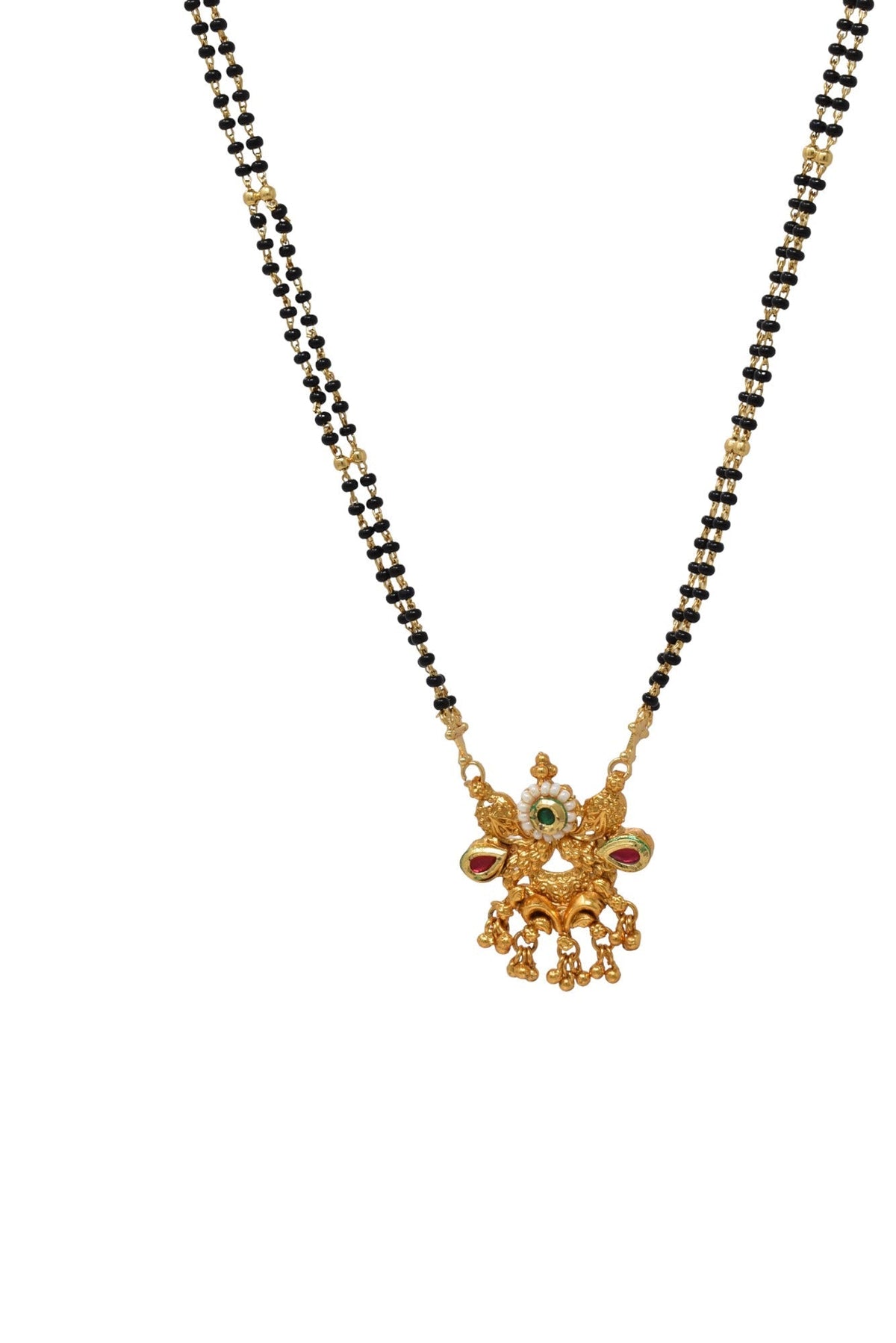 Golden and black beads chain with pendal
