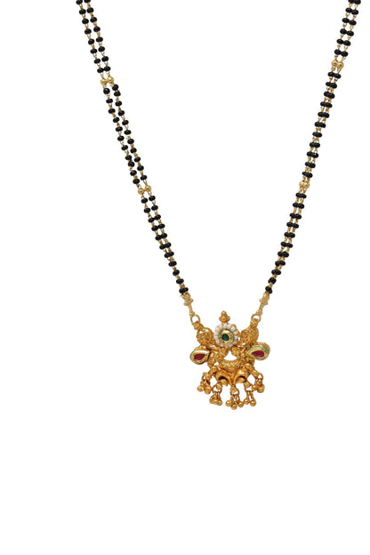 Golden and black beads chain with pendal