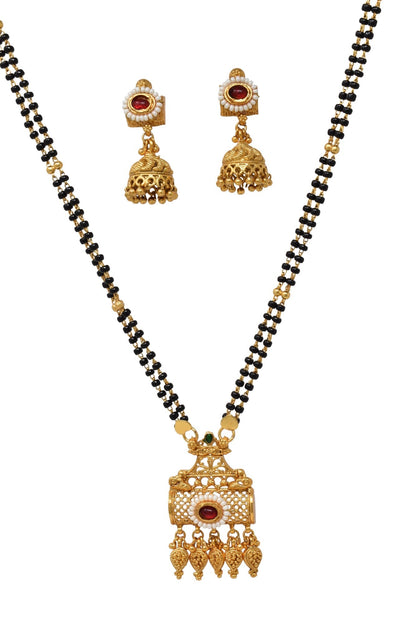 Golden and black beads chain with pendal