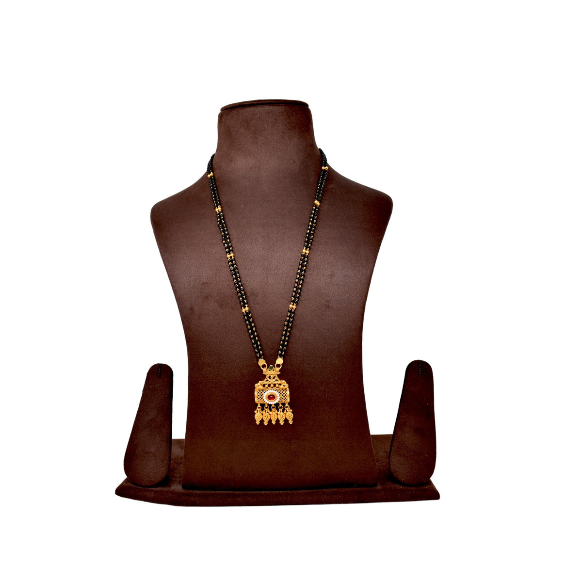 Golden and black beads chain with pendal