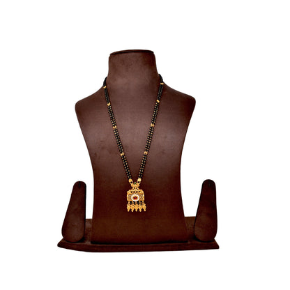 Golden and black beads chain with pendal