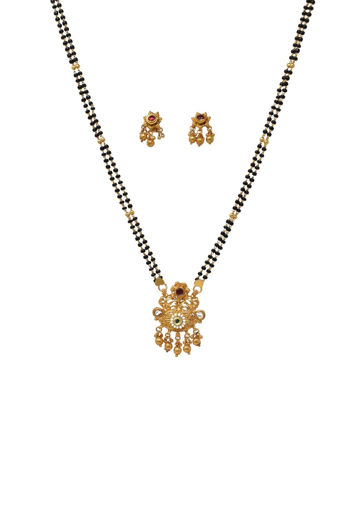 Golden and black beads chain with pendal