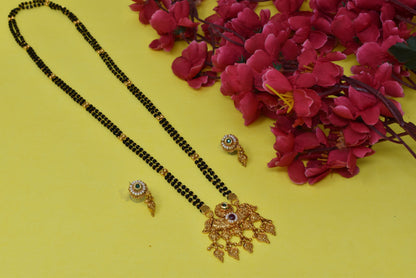 Golden and black beads chain with pendal