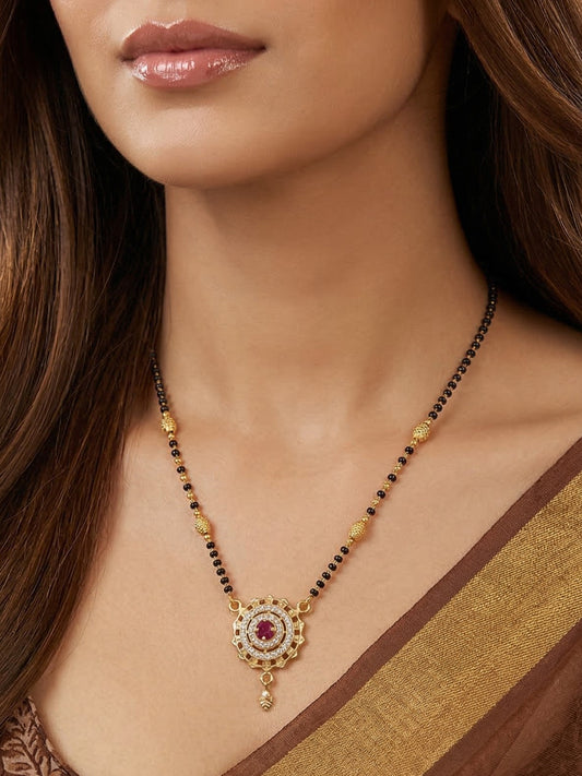 Traditional Mangalsutra for Women, Black Beads Chain with Pendant, Gold Plated Mangalsutra Necklace, Ethnic, Stylish Anniversary, Wedding, Festive Mangalsutra Jewellery for Women-12