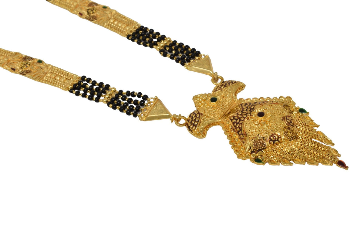 Golden and black beads chain with pendal