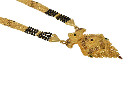 Golden and black beads chain with pendal