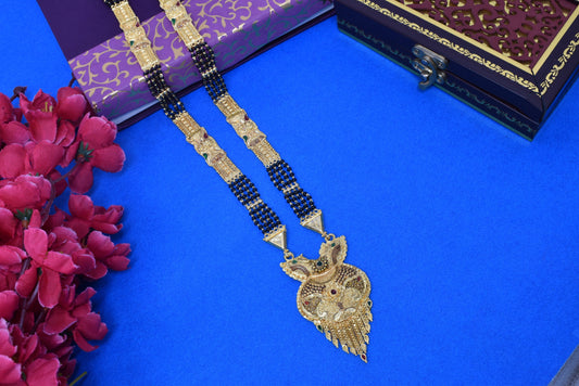 Golden and black beads chain with pendal