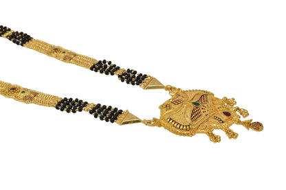 Golden and black beads chain with pendal