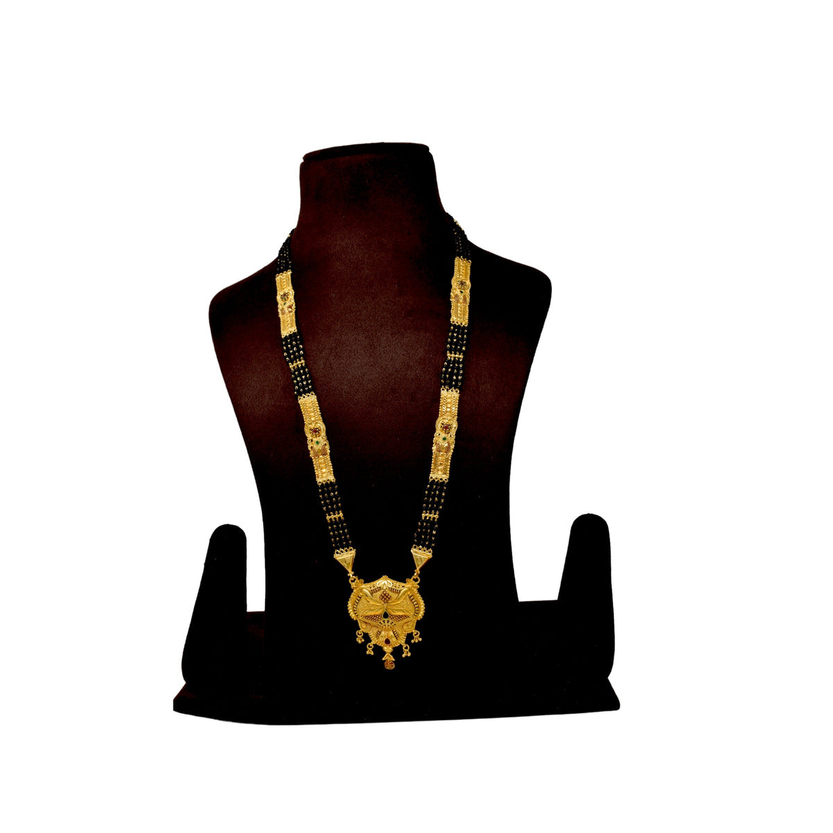Golden and black beads chain with pendal