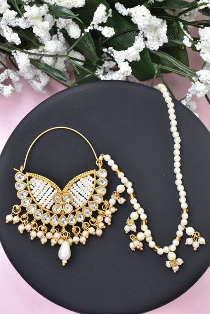 Meenakari Kundan Nath: Royal Bridal Grace