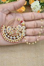 Traditional Goldplated Heavy Designer Meenakari kundan stone perl studded Bridal Big royal rajwadi rajputi big nath with  chain