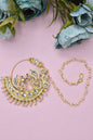 Traditional Goldplated Heavy Designer Meenakari kundan stone perl studded Bridal Big royal rajwadi rajputi big nath with  chain