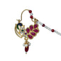 Ruby and AD work Golden Ethnic Nath with pear work chain for Women