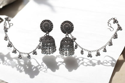 silver jewellery,earring with earchain,Earrings for girls