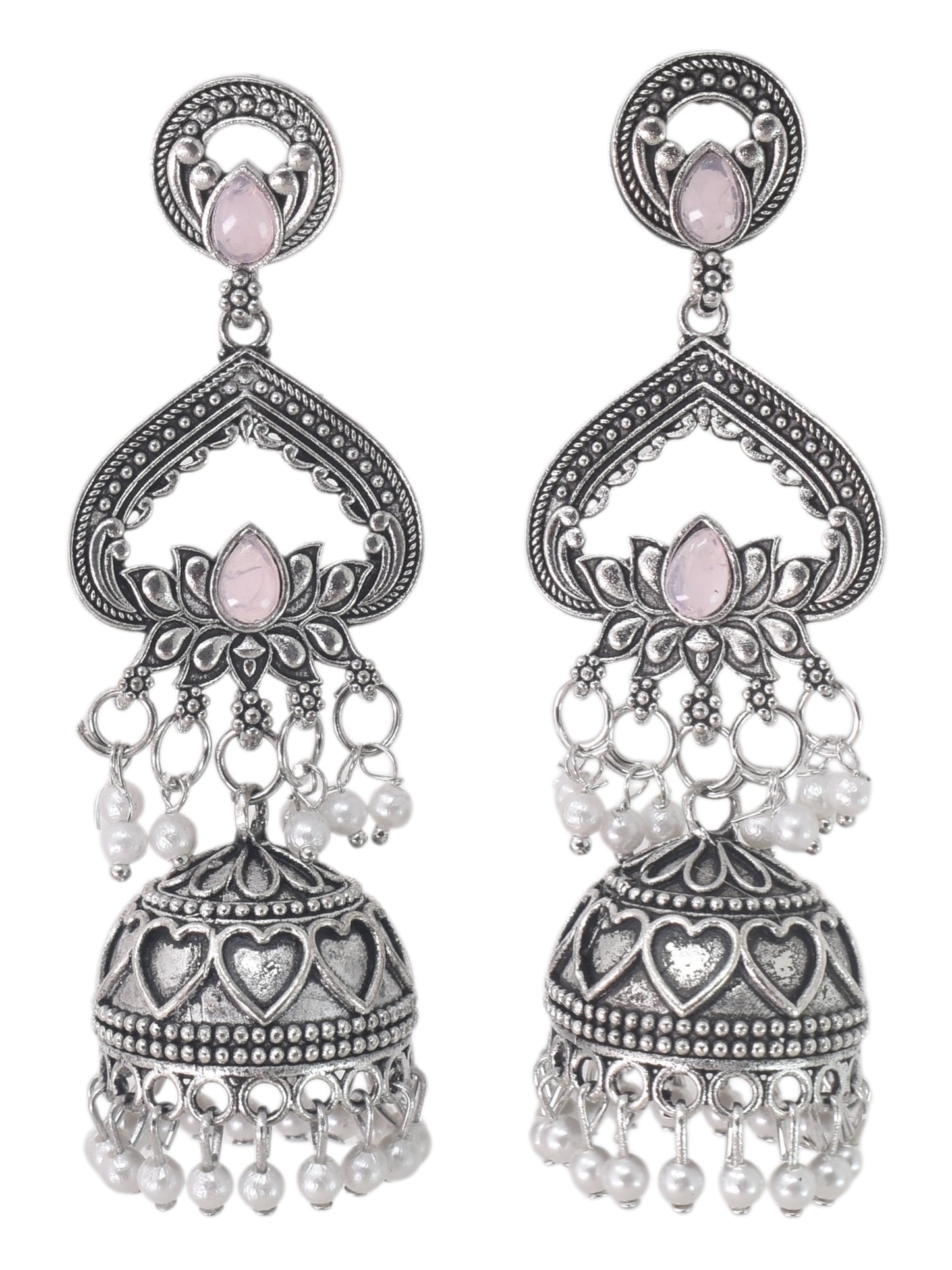 Partywear-earrings,chandeliar,partywear,Kashmiri earring,JHUMAR-OXOJMK-JRV-3STP-LOTUS-LVDR