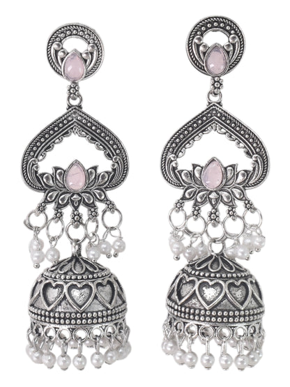Partywear-earrings,chandeliar,partywear,Kashmiri earring,JHUMAR-OXOJMK-JRV-3STP-LOTUS-LVDR