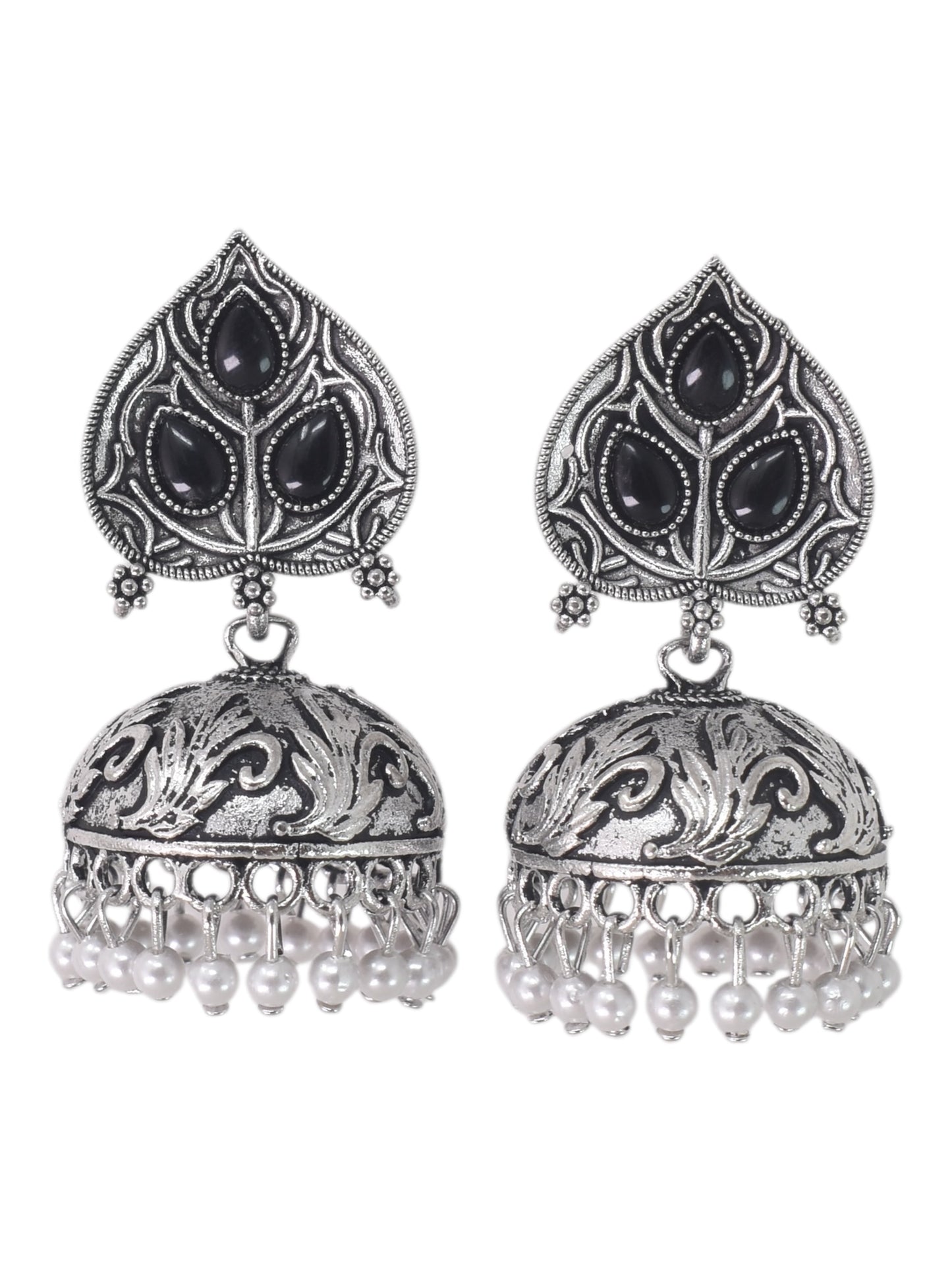 Partywear-earrings,chandeliar,partywear,Kashmiri earring,JHUMAR-OXOJMK-JRV-PAAN-BLK
