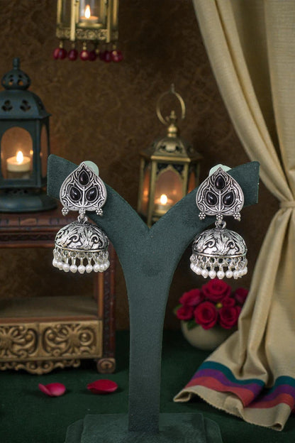 Partywear-earrings,chandeliar,partywear,Kashmiri earring,JHUMAR-OXOJMK-JRV-PAAN-BLK