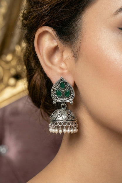 Partywear-earrings,chandeliar,partywear,Kashmiri earring,JHUMAR-OXOJMK-JRV-PAAN-GRN