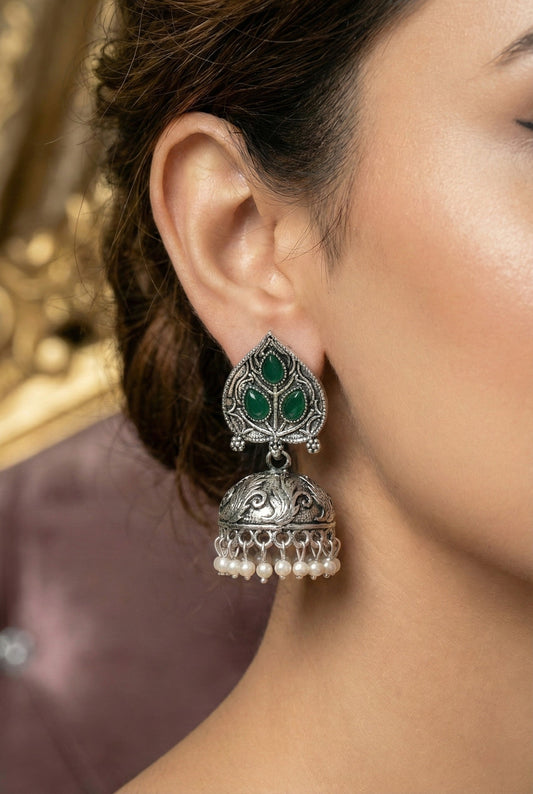 Partywear-earrings,chandeliar,partywear,Kashmiri earring,JHUMAR-OXOJMK-JRV-PAAN-GRN