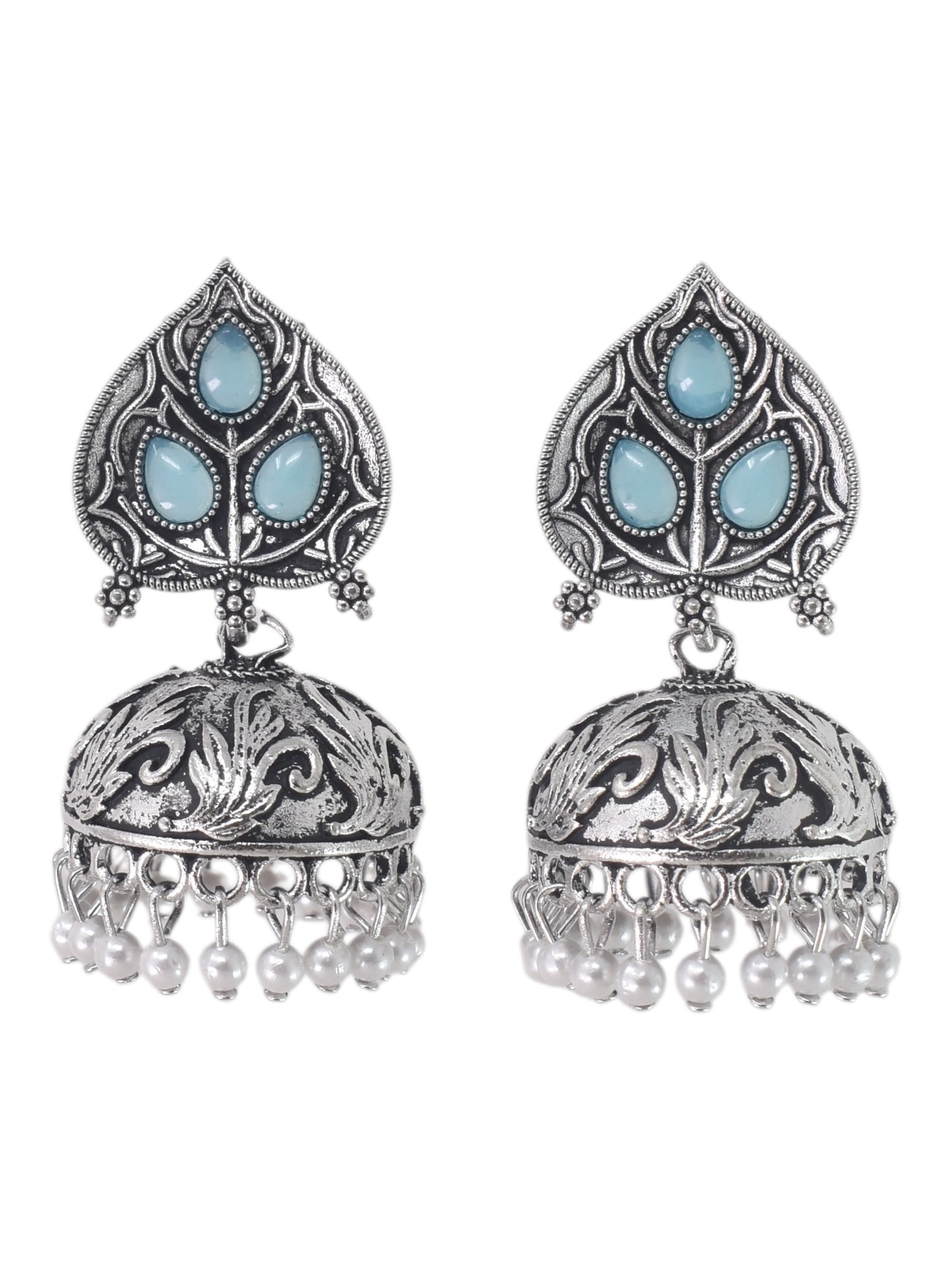 Partywear-earrings,chandeliar,partywear,Kashmiri earring,JHUMAR-OXOJMK-JRV-PAAN-SBLU
