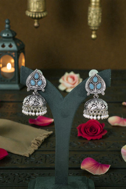 Partywear-earrings,chandeliar,partywear,Kashmiri earring,JHUMAR-OXOJMK-JRV-PAAN-SBLU