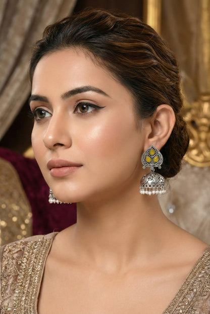Partywear-earrings,chandeliar,partywear,Kashmiri earring,JHUMAR-OXOJMK-JRV-PAAN-YLW