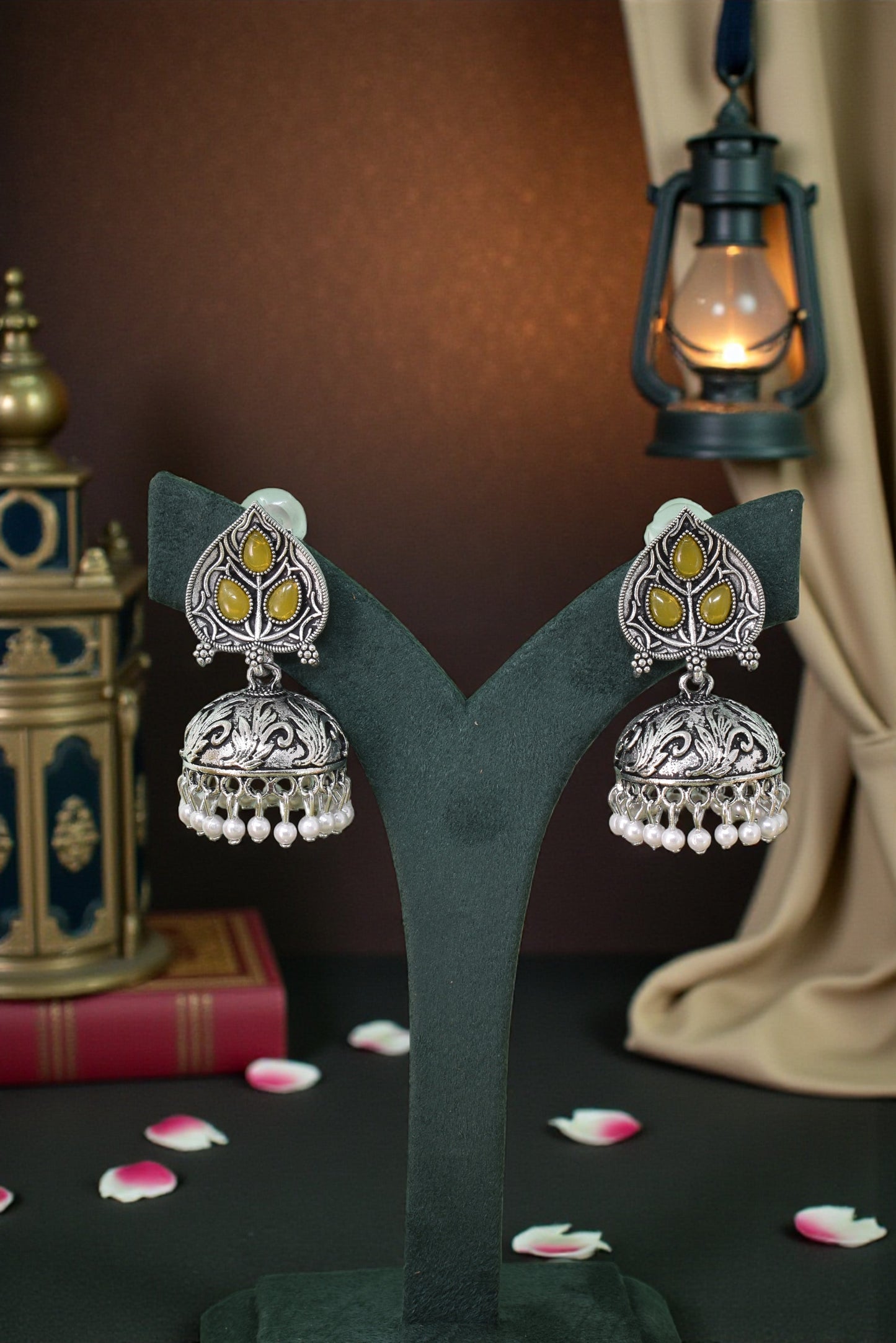 Partywear-earrings,chandeliar,partywear,Kashmiri earring,JHUMAR-OXOJMK-JRV-PAAN-YLW