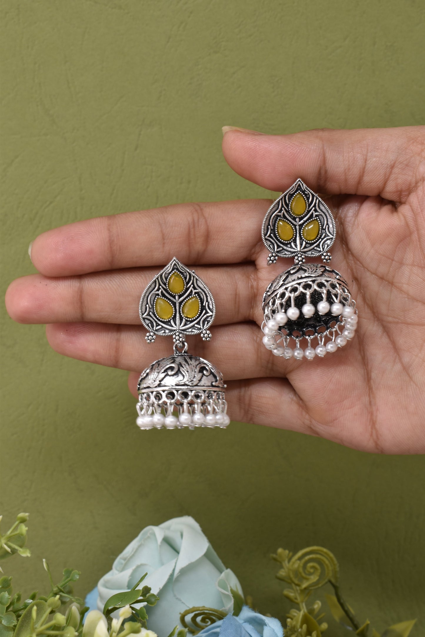 Partywear-earrings,chandeliar,partywear,Kashmiri earring,JHUMAR-OXOJMK-JRV-PAAN-YLW