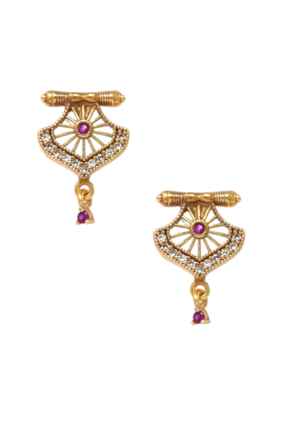 Gold Plated Stone Studded Pendant Necklace with Pink Center Accent for Women, Lightweight Party Jewellery for Festive, Wedding, Evening and Daily Styling with Premium Finish Chain-10