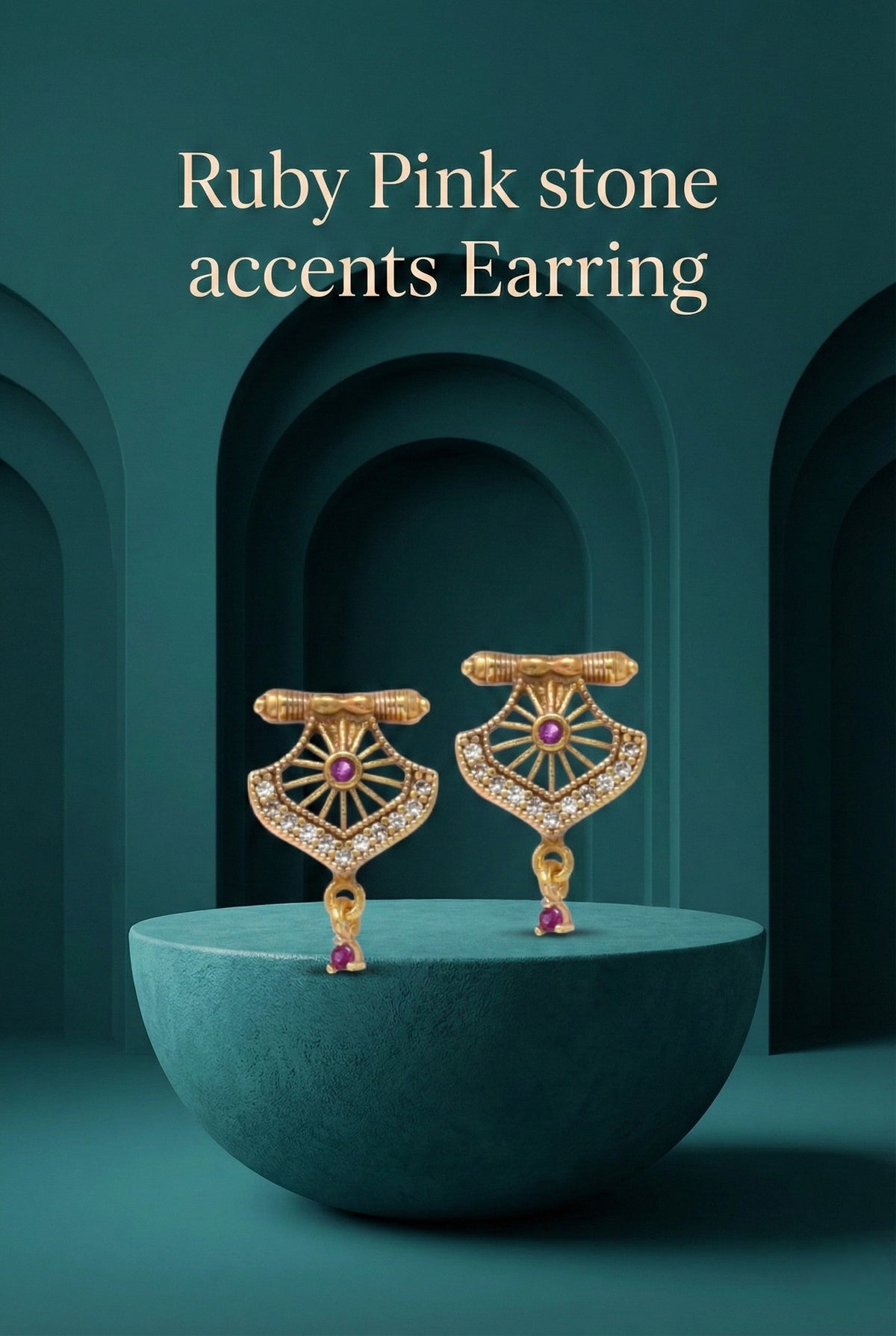 Gold Plated Stone Studded Pendant Necklace with Pink Center Accent for Women, Lightweight Party Jewellery for Festive, Wedding, Evening and Daily Styling with Premium Finish Chain-10