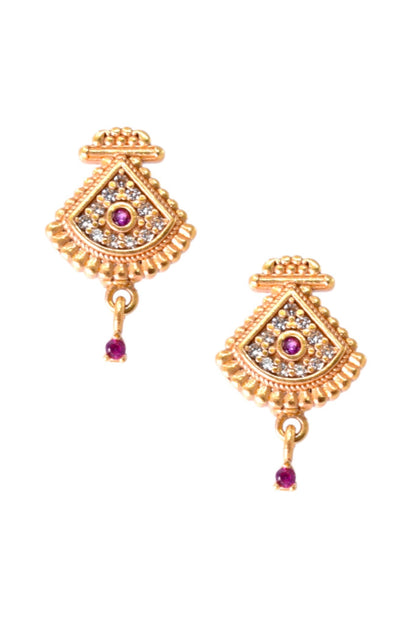 Gold Plated Stone Studded Pendant Necklace with Pink Center Accent for Women, Lightweight Party Jewellery for Festive, Wedding, Evening and Daily Styling with Premium Finish Chain-06