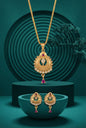 Gold Plated Stone Studded Pendant Necklace with Pink Center Accent for Women, Lightweight Party Jewellery for Festive, Wedding, Evening and Daily Styling with Premium Finish Chain-15