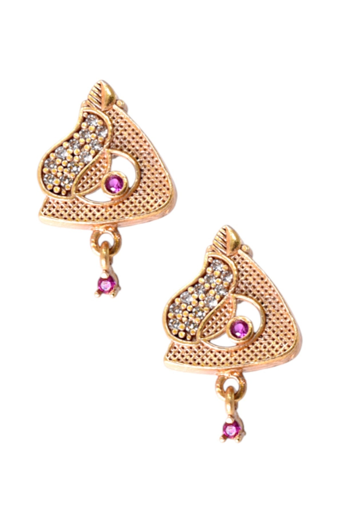Gold Plated Stone Studded Pendant Necklace with Pink Center Accent for Women, Lightweight Party Jewellery for Festive, Wedding, Evening and Daily Styling with Premium Finish Chain-19
