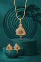 Gold Plated Stone Studded Pendant Necklace with Pink Center Accent for Women, Lightweight Party Jewellery for Festive, Wedding, Evening and Daily Styling with Premium Finish Chain-19