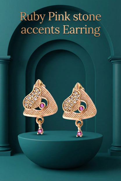 Gold Plated Stone Studded Pendant Necklace with Pink Center Accent for Women, Lightweight Party Jewellery for Festive, Wedding, Evening and Daily Styling with Premium Finish Chain-19