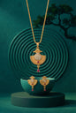 Gold Plated Stone Studded Pendant Necklace with Pink Center Accent for Women, Lightweight Party Jewellery for Festive, Wedding, Evening and Daily Styling with Premium Finish Chain-02