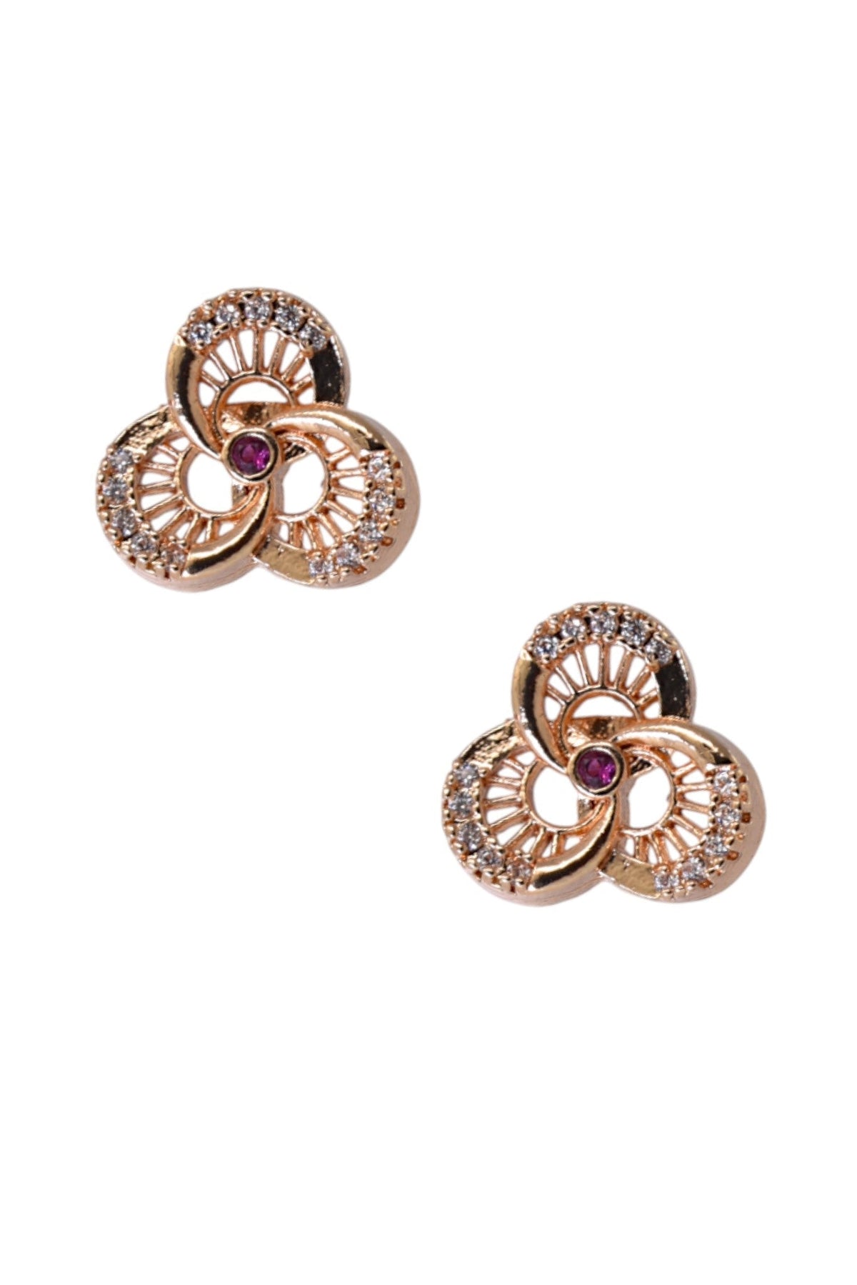 Rose Gold Plated Stone Studded Pendant Necklace with Pink Center Accent for Women, Lightweight Party Jewellery for Festive, Wedding, Evening, Daily Styling with Premium Finish Chain-02