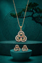 Rose Gold Plated Stone Studded Pendant Necklace with Pink Center Accent for Women, Lightweight Party Jewellery for Festive, Wedding, Evening, Daily Styling with Premium Finish Chain-02