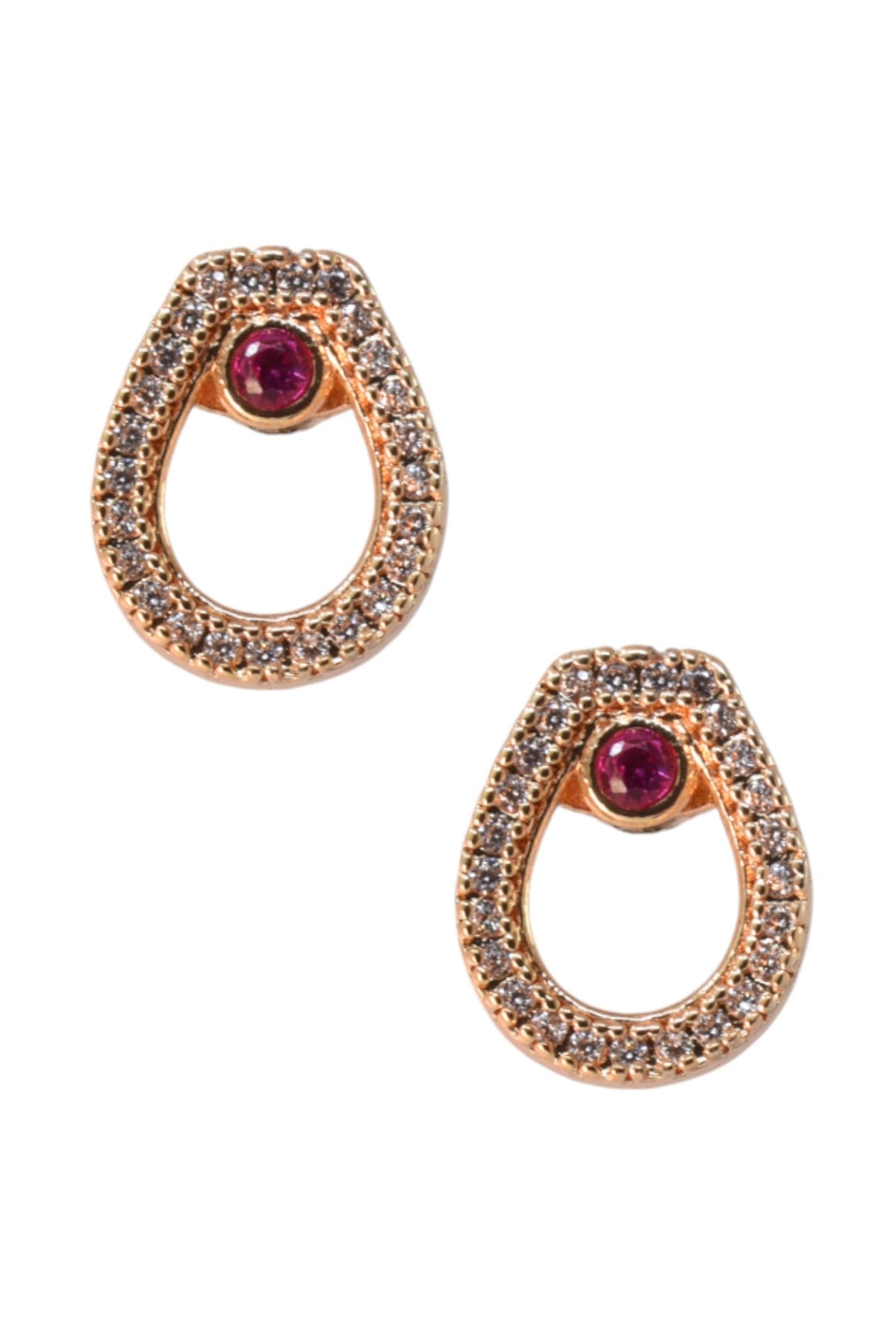 Rose Gold Plated Stone Studded Pendant Necklace with Pink Center Accent for Women, Lightweight Party Jewellery for Festive, Wedding, Evening, Daily Styling with Premium Finish Chain-01