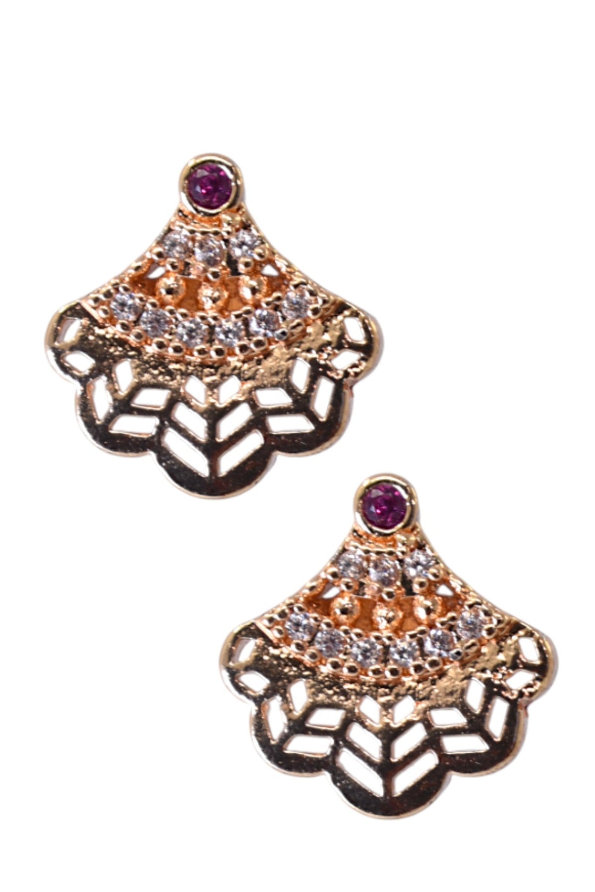 Rose Gold Plated Stone Studded Pendant Necklace with Pink Center Accent for Women, Lightweight Party Jewellery for Festive, Wedding, Evening, Daily Styling with Premium Finish Chain-06
