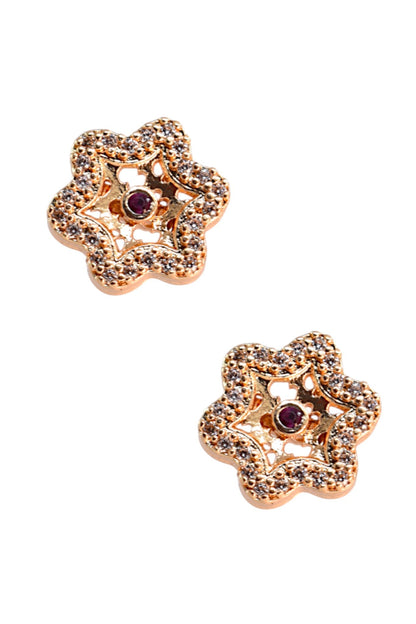 Gold Plated Stone Studded Pendant Necklace with Pink Center Accent for Women, Lightweight Party Jewellery for Festive, Wedding, Evening and Daily Styling with Premium Finish Chain-02