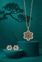 Gold Plated Stone Studded Pendant Necklace with Pink Center Accent for Women, Lightweight Party Jewellery for Festive, Wedding, Evening and Daily Styling with Premium Finish Chain-02