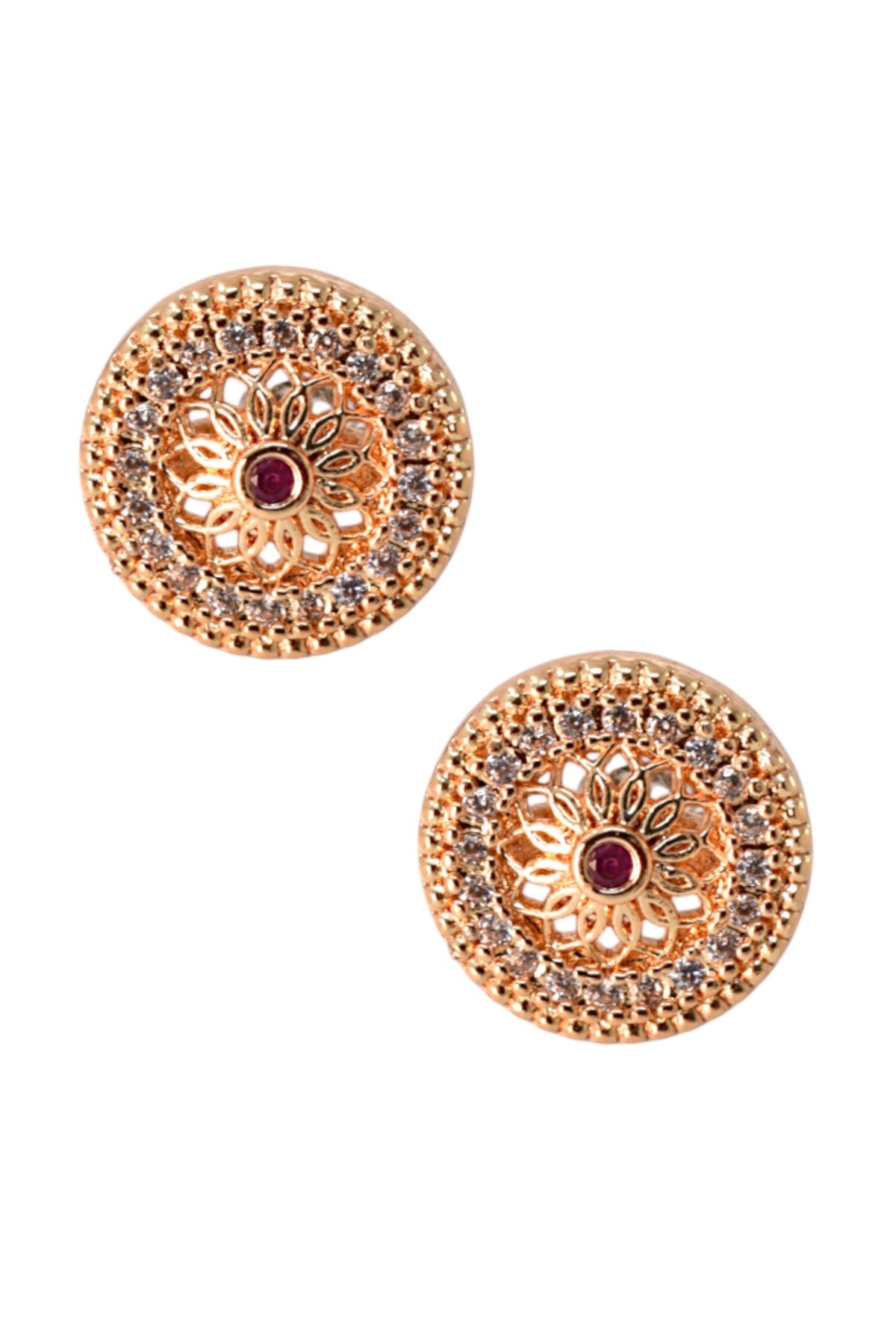 Rose Gold Plated Stone Studded Pendant Necklace with Pink Center Accent for Women, Lightweight Party Jewellery for Festive, Wedding, Evening, Daily Styling with Premium Finish Chain-10